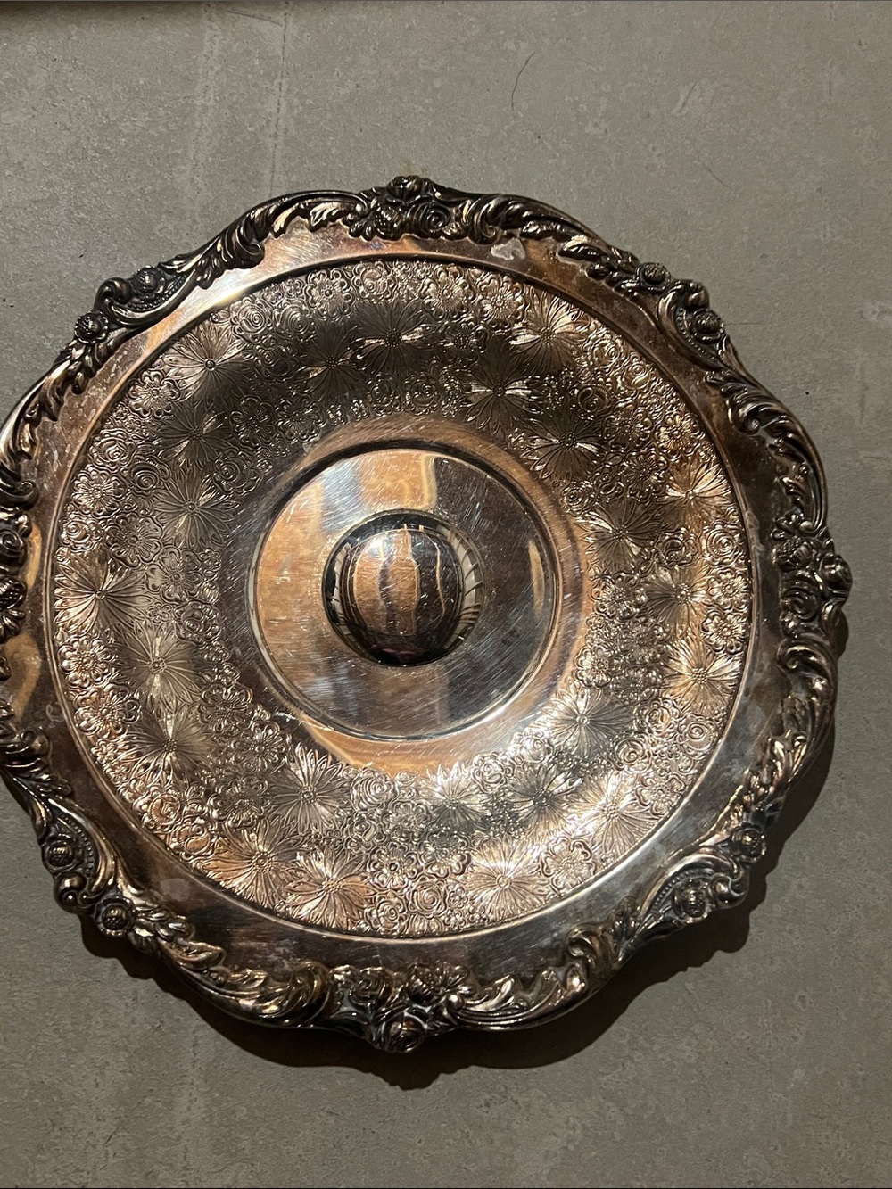 Ornate Silver Decorative Serving Platter - Classic Home Dining